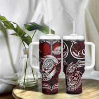 New Zealand Aotearoa Rugby Tumbler With Handle Maori Fern Tattoo Art
