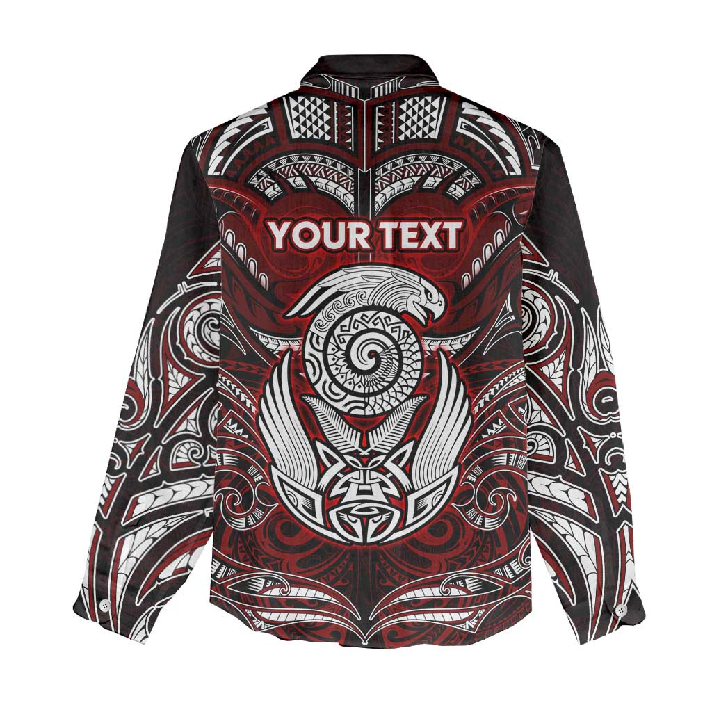 Personalized New Zealand Aotearoa Rugby Women Casual Shirt Maori Fern Tattoo Art