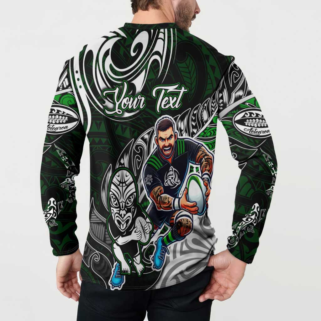 Personalized NZ Aotearoa Rugby Button Sweatshirt New Zealand Silver Fern