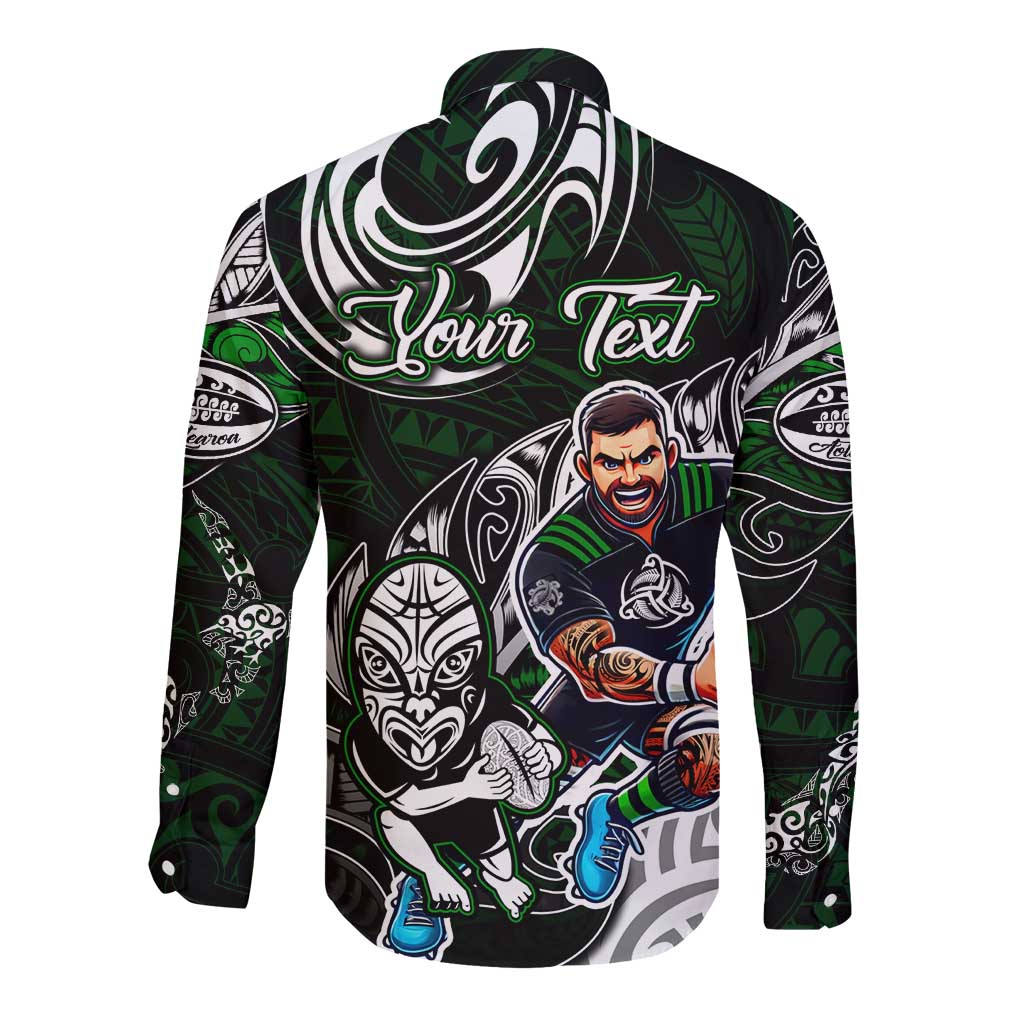 Personalized NZ Aotearoa Rugby Long Sleeve Button Shirt New Zealand Silver Fern