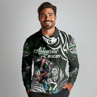 Personalized NZ Aotearoa Rugby Long Sleeve Polo Shirt New Zealand Silver Fern