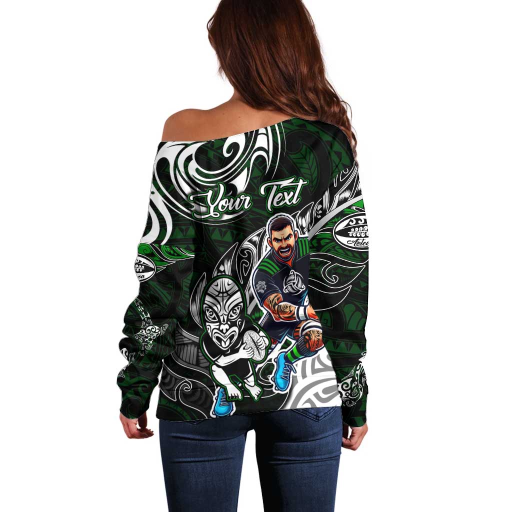 Personalized NZ Aotearoa Rugby Off Shoulder Sweater New Zealand Silver Fern DT02 - Polynesian Pride