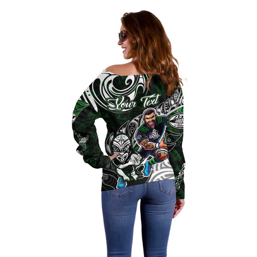 Personalized NZ Aotearoa Rugby Off Shoulder Sweater New Zealand Silver Fern DT02 - Polynesian Pride