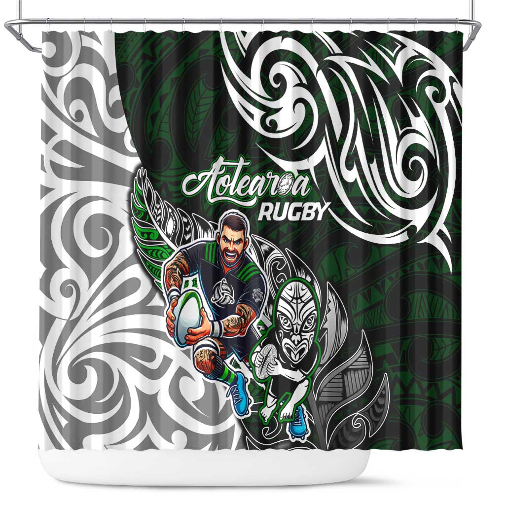 NZ Aotearoa Rugby Shower Curtain New Zealand Silver Fern