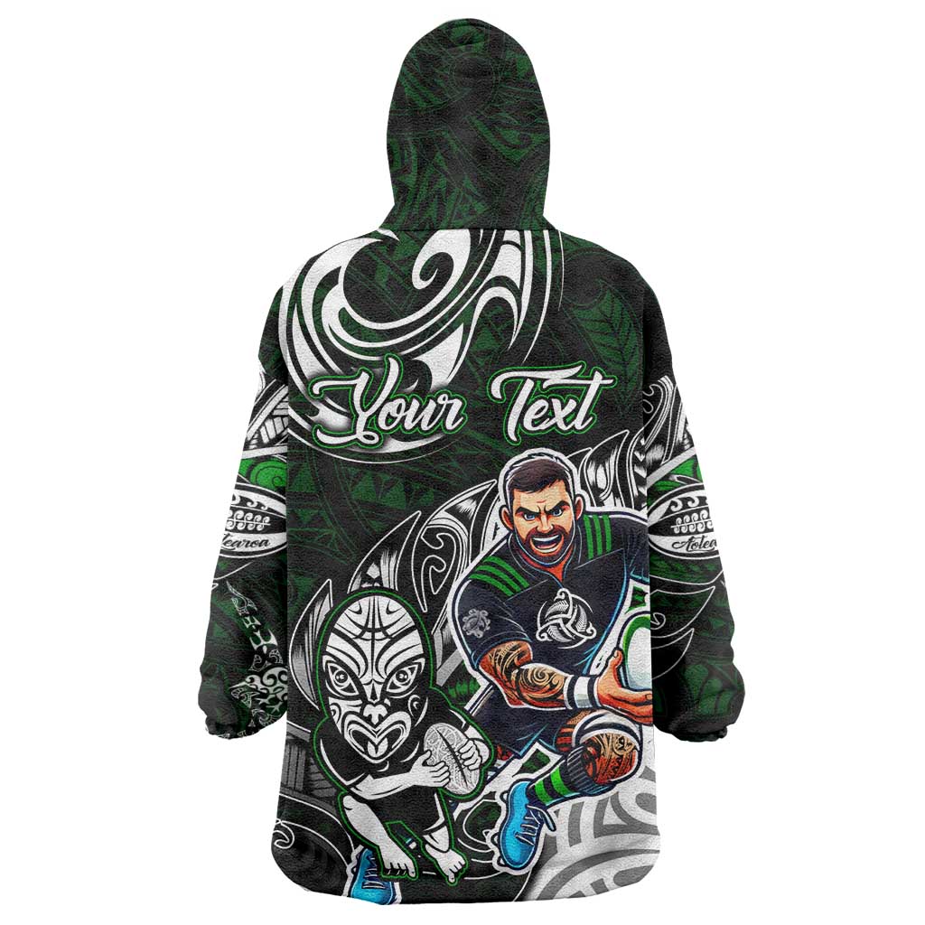 Personalized NZ Aotearoa Rugby Wearable Blanket Hoodie New Zealand Silver Fern