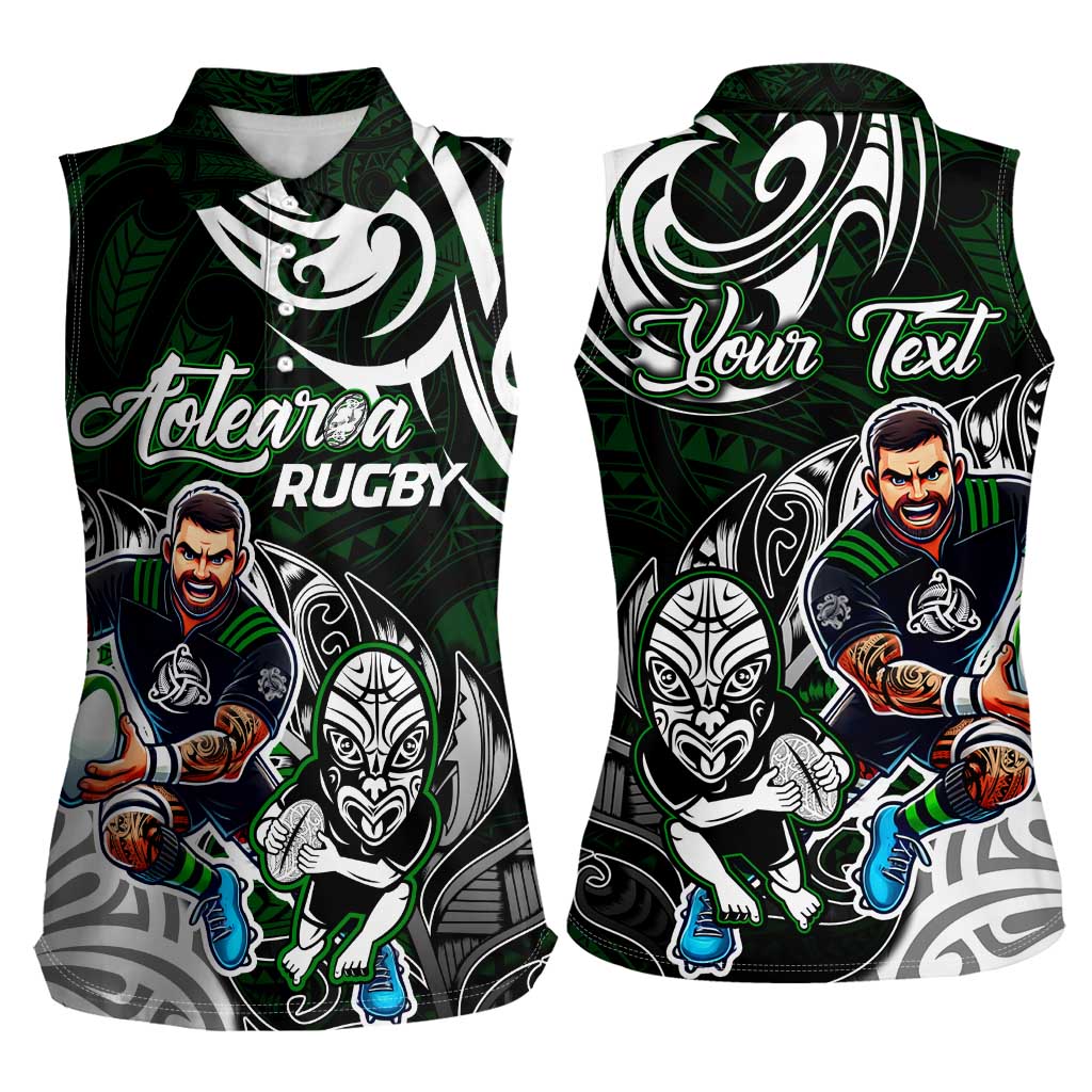 Personalized NZ Aotearoa Rugby Women Sleeveless Polo Shirt New Zealand Silver Fern