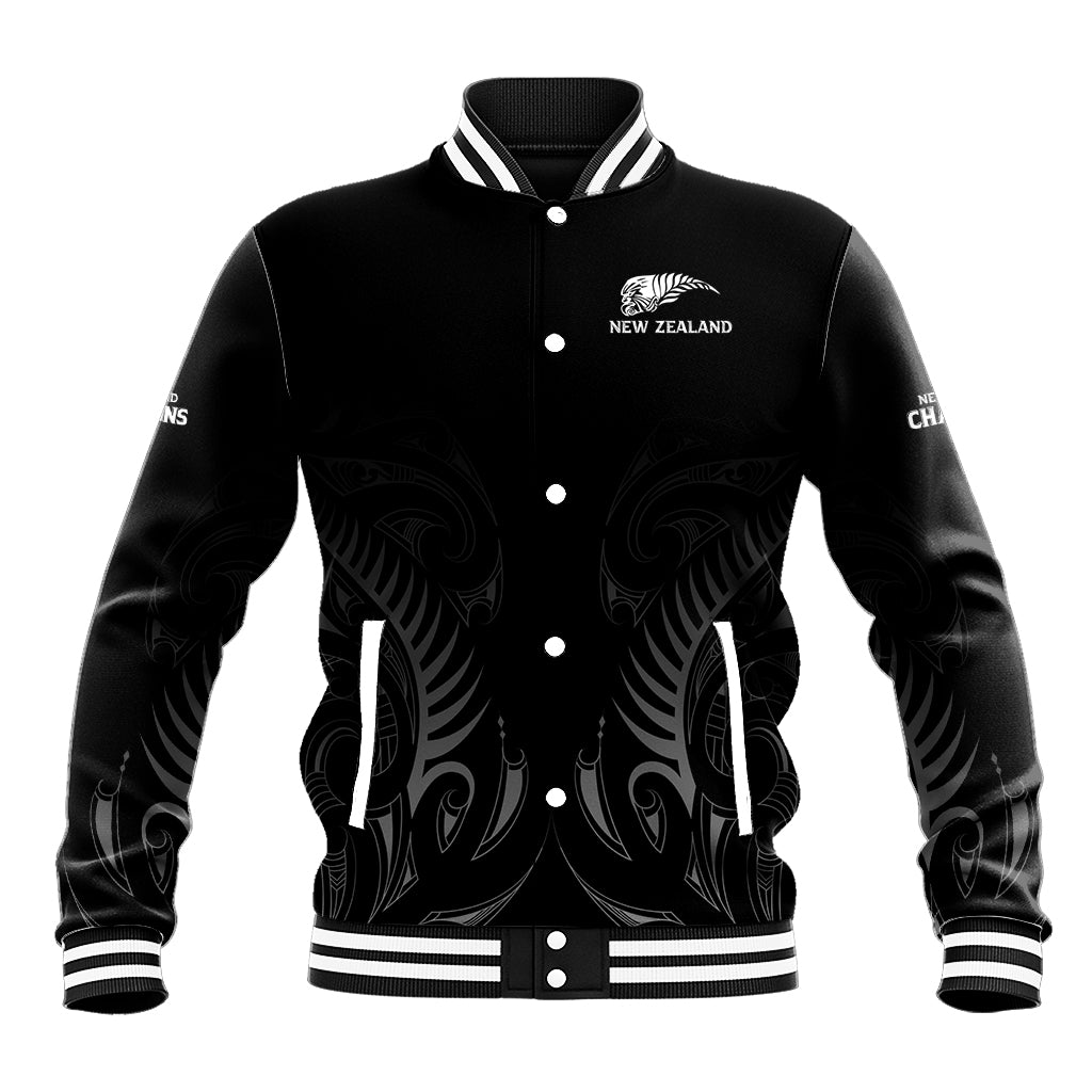 New Zealand Baseball Jacket Rugby 2023 Champions Black DT02 Unisex Black - Polynesian Pride