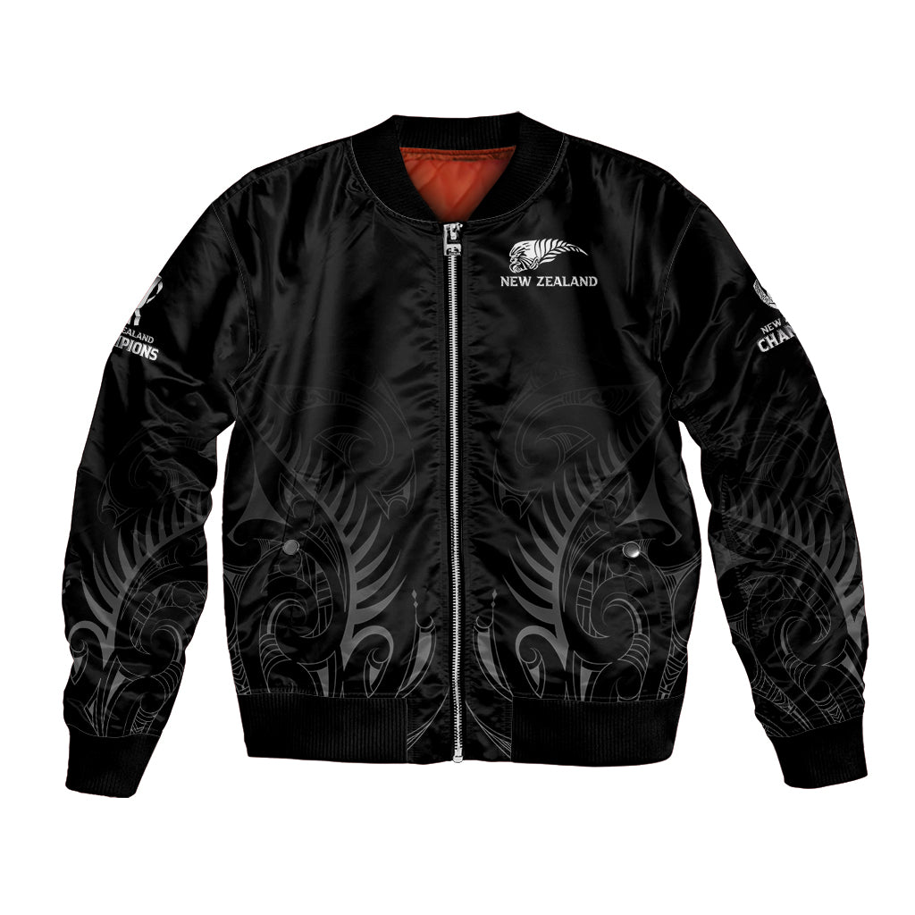 New Zealand Bomber Jacket Rugby 2023 Champions Black DT02 Unisex Black - Polynesian Pride