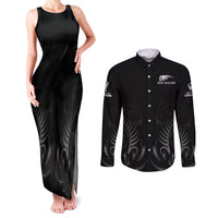 New Zealand Couples Matching Tank Maxi Dress and Long Sleeve Button Shirt Rugby 2023 Champions Black DT02 Black - Polynesian Pride