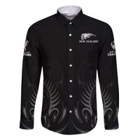 New Zealand Family Matching Tank Maxi Dress and Hawaiian Shirt Rugby 2023 Champions Black DT02 Dad's Shirt - Long Sleeve Black - Polynesian Pride