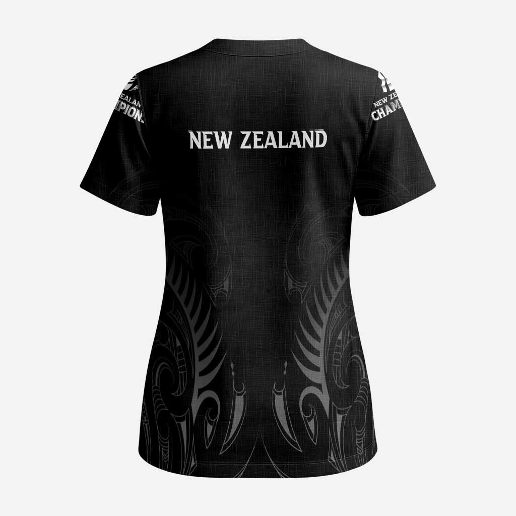 New Zealand Scrub Top Rugby 2023 Champions Black - Polynesian Pride