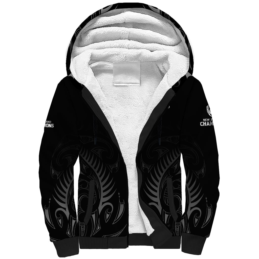 New Zealand Sherpa Hoodie Rugby 2023 Champions Black DT02 Unisex Black - Polynesian Pride