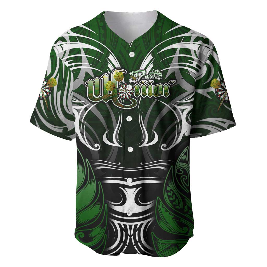 Personalised Warriors Maori Darts Baseball Jersey New Zealand Darts Silver Fern