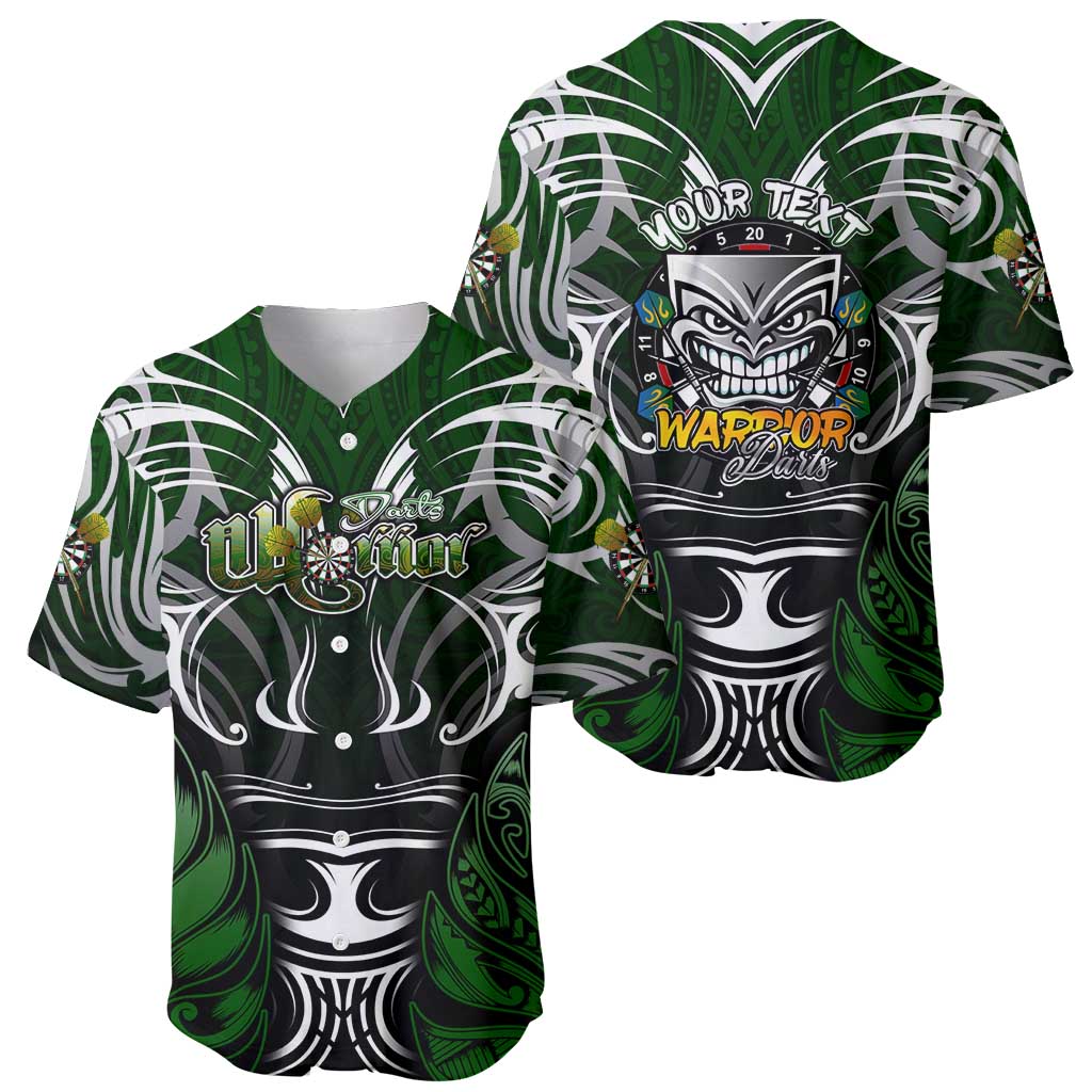 Personalised Warriors Maori Darts Baseball Jersey New Zealand Darts Silver Fern