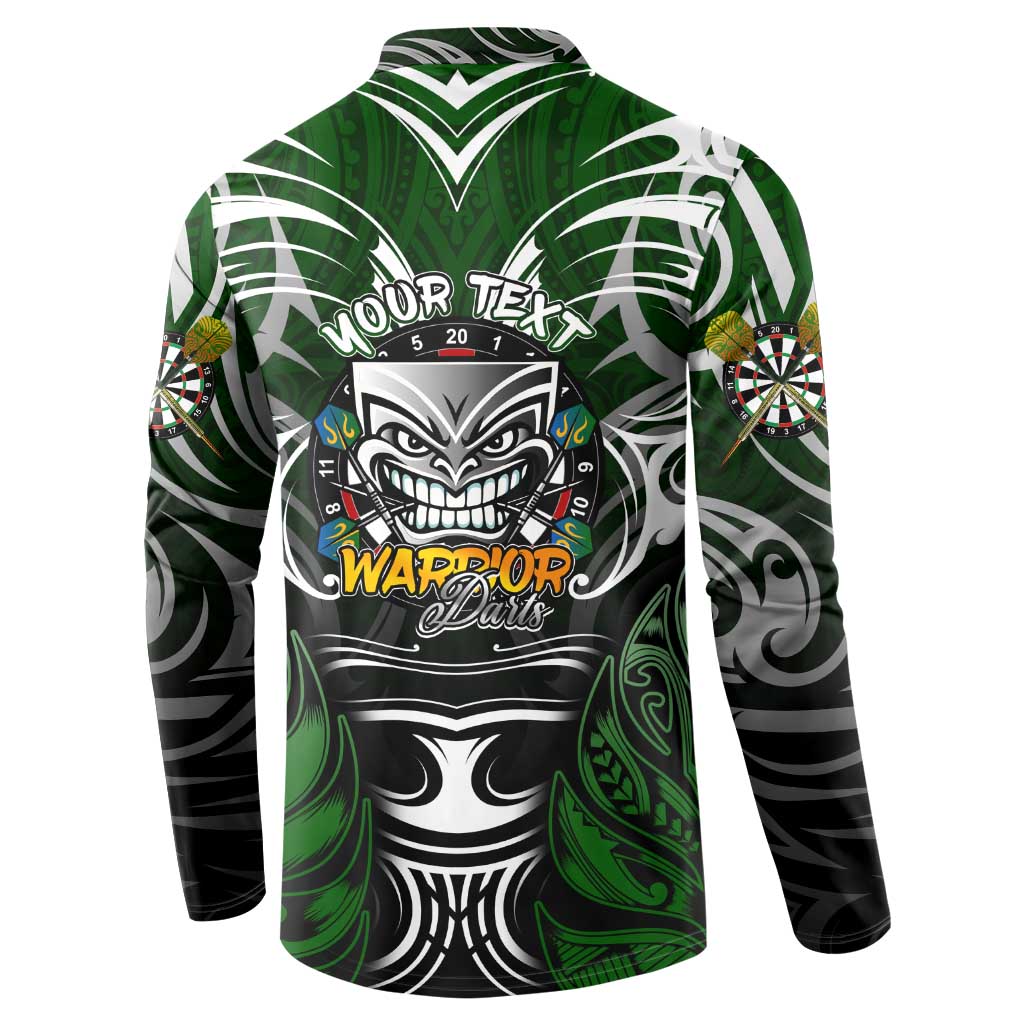 Personalised Warriors Maori Darts Button Sweatshirt New Zealand Darts Silver Fern DT02 - Polynesian Pride