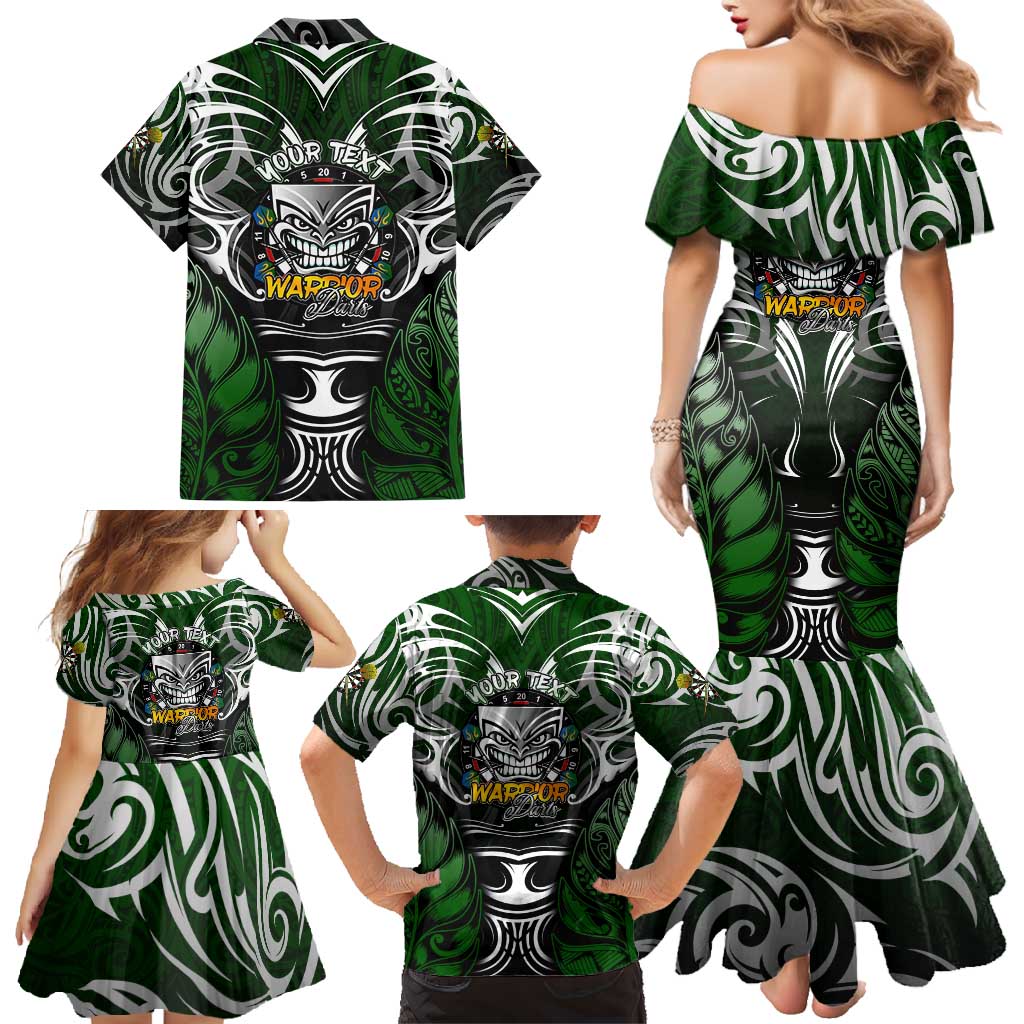 Personalised Warriors Maori Darts Family Matching Mermaid Dress and Hawaiian Shirt New Zealand Darts Silver Fern