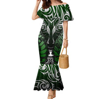 Personalised Warriors Maori Darts Family Matching Mermaid Dress and Hawaiian Shirt New Zealand Darts Silver Fern