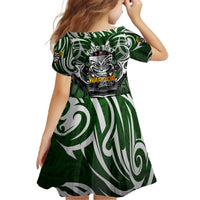 Personalised Warriors Maori Darts Family Matching Off The Shoulder Long Sleeve Dress and Hawaiian Shirt New Zealand Darts Silver Fern