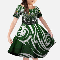 Personalised Warriors Maori Darts Family Matching Off Shoulder Maxi Dress and Hawaiian Shirt New Zealand Darts Silver Fern