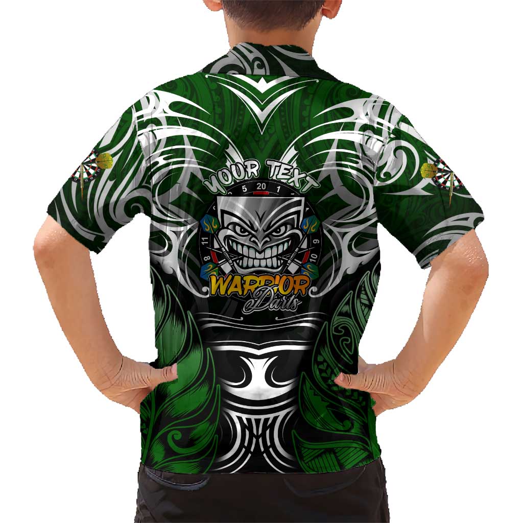 Personalised Warriors Maori Darts Kid Hawaiian Shirt New Zealand Darts Silver Fern