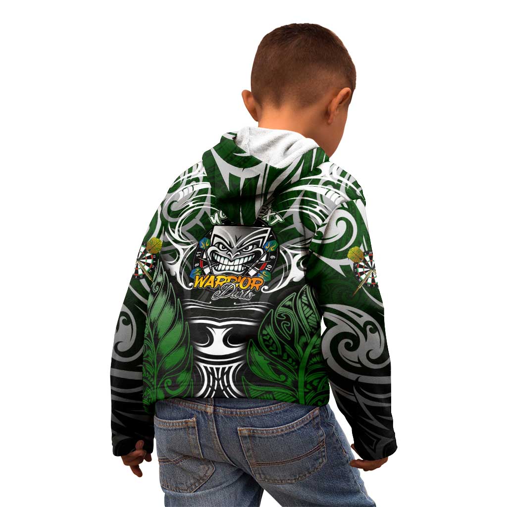Personalised Warriors Maori Darts Kid Hoodie New Zealand Darts Silver Fern