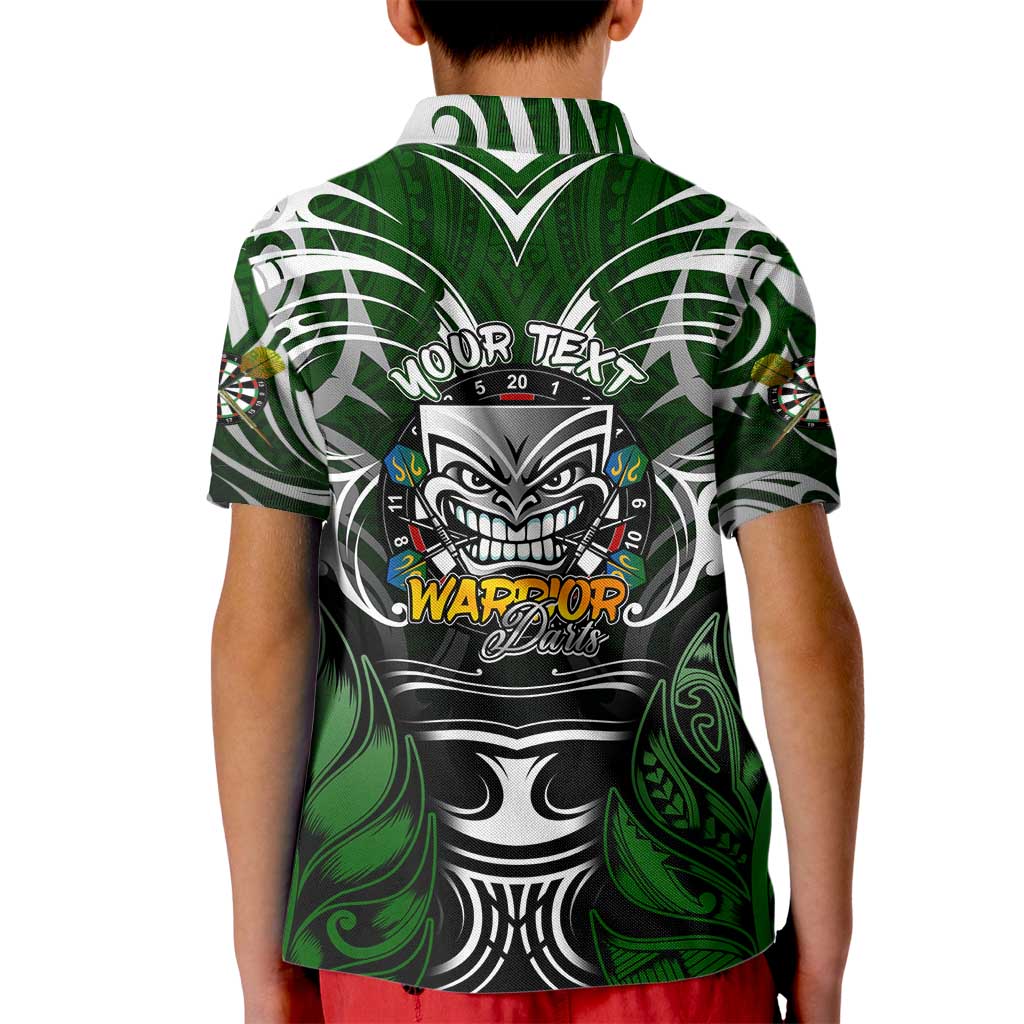 Personalised Warriors Maori Darts Kid Polo Shirt New Zealand Darts Silver Fern