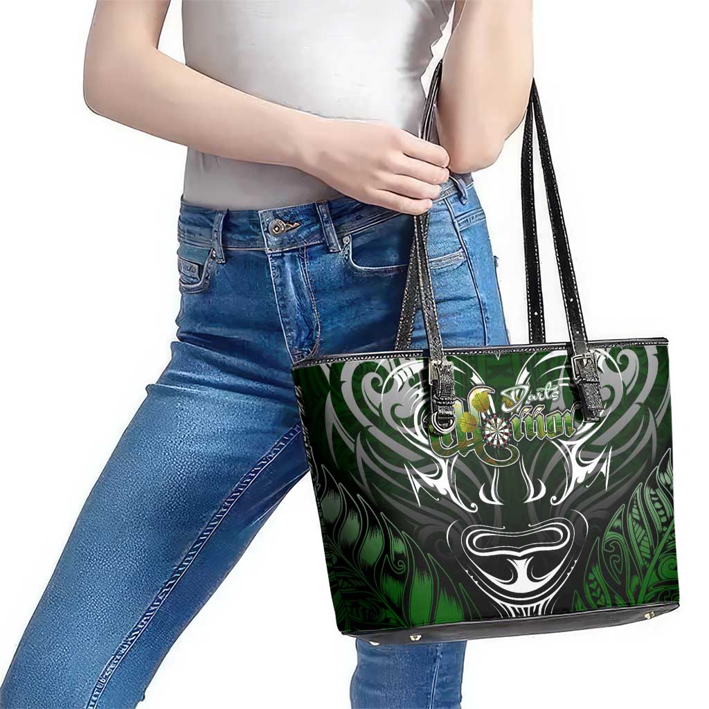 Warriors Maori Darts Leather Tote Bag New Zealand Darts Silver Fern