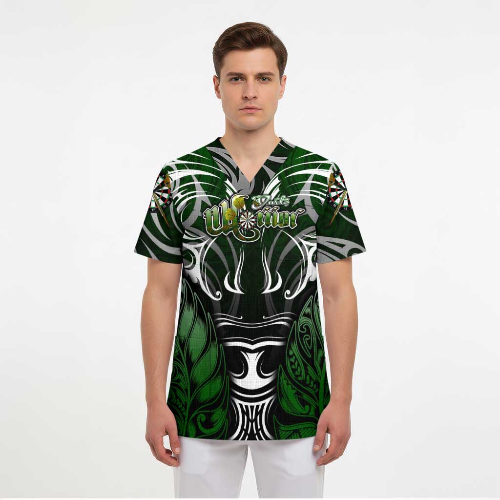 Personalised Warriors Maori Darts Scrub Top New Zealand Darts Silver Fern - Polynesian Pride
