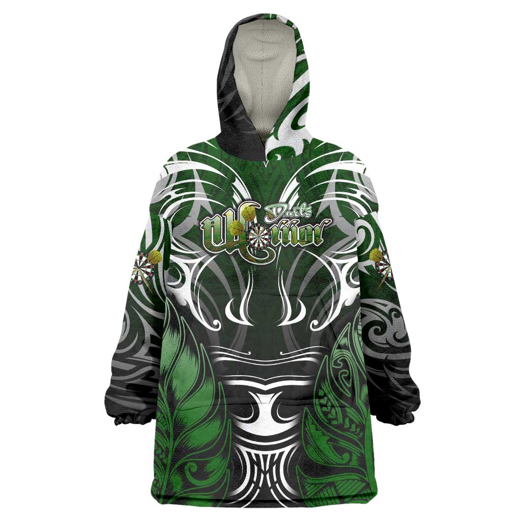 Personalised Warriors Maori Darts Wearable Blanket Hoodie New Zealand Darts Silver Fern