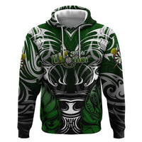 Personalised Warriors Maori Darts Zip Hoodie New Zealand Darts Silver Fern DT02 Pullover Hoodie Green - Polynesian Pride