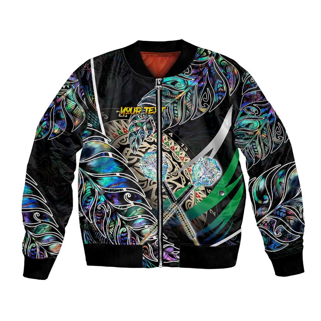 Personalised New Zealand Darts Bomber Jacket NZ Paua Shell Maori Fern
