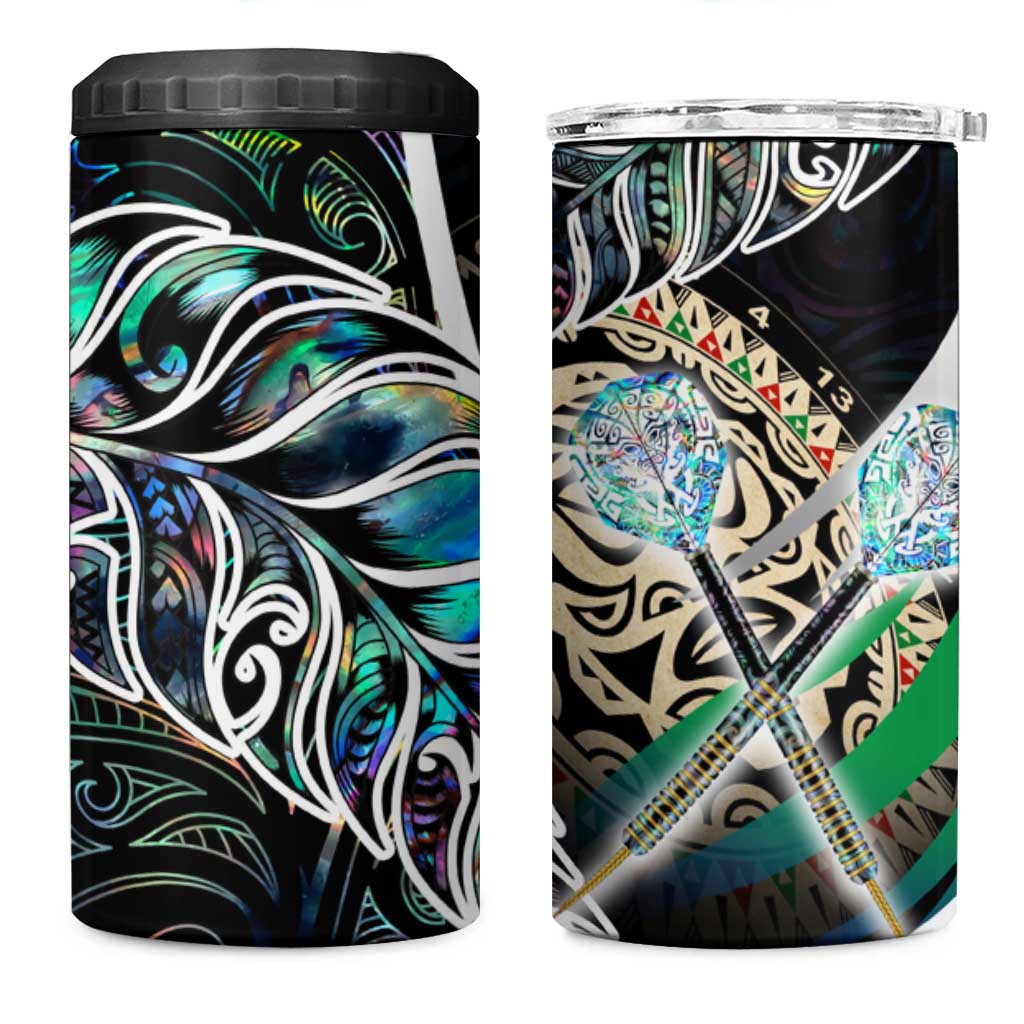 New Zealand Darts 4 in 1 Can Cooler Tumbler NZ Paua Shell Maori Fern