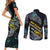 Personalised New Zealand Darts Couples Matching Short Sleeve Bodycon Dress and Long Sleeve Button Shirt NZ Paua Shell Maori Fern