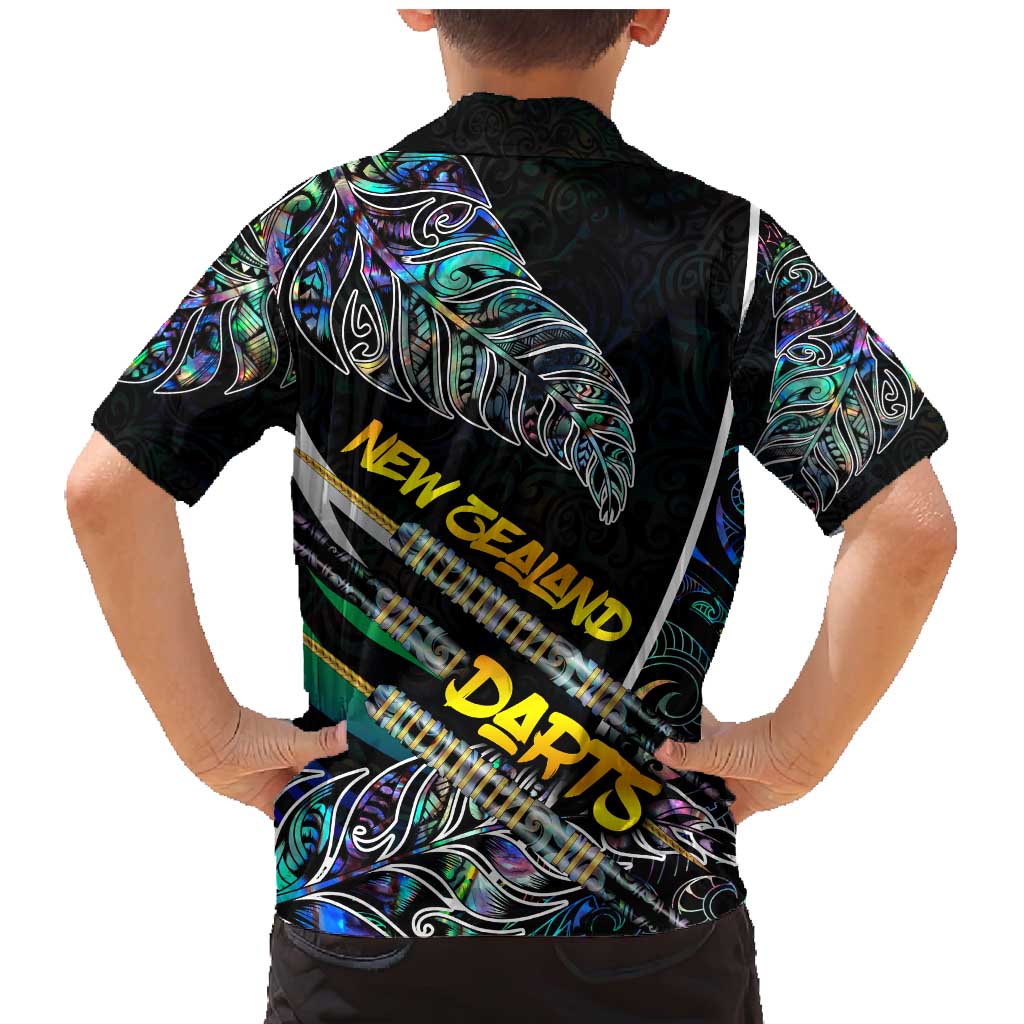 Personalised New Zealand Darts Family Matching Mermaid Dress and Hawaiian Shirt NZ Paua Shell Maori Fern