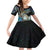 Personalised New Zealand Darts Family Matching Off Shoulder Short Dress and Hawaiian Shirt NZ Paua Shell Maori Fern