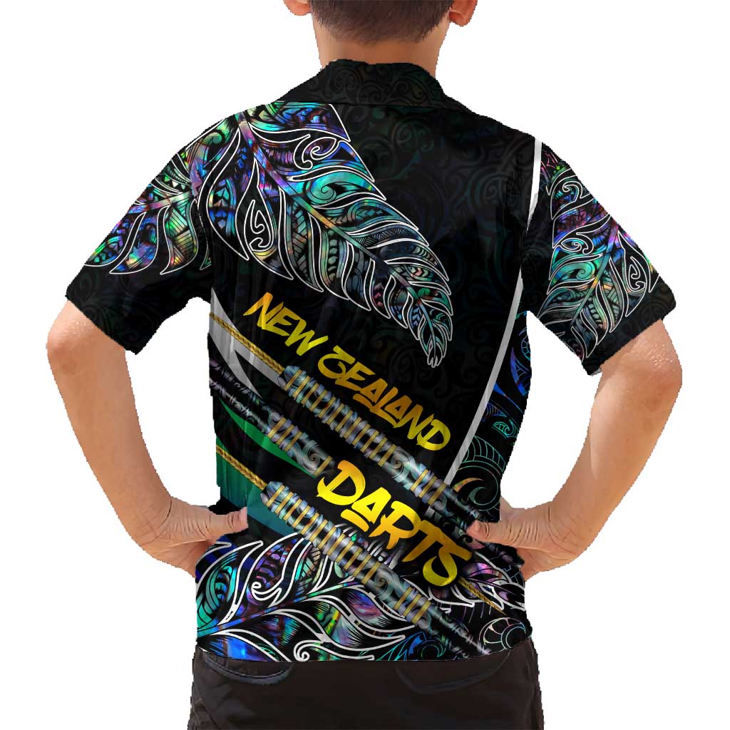 Personalised New Zealand Darts Family Matching Tank Maxi Dress and Hawaiian Shirt NZ Paua Shell Maori Fern