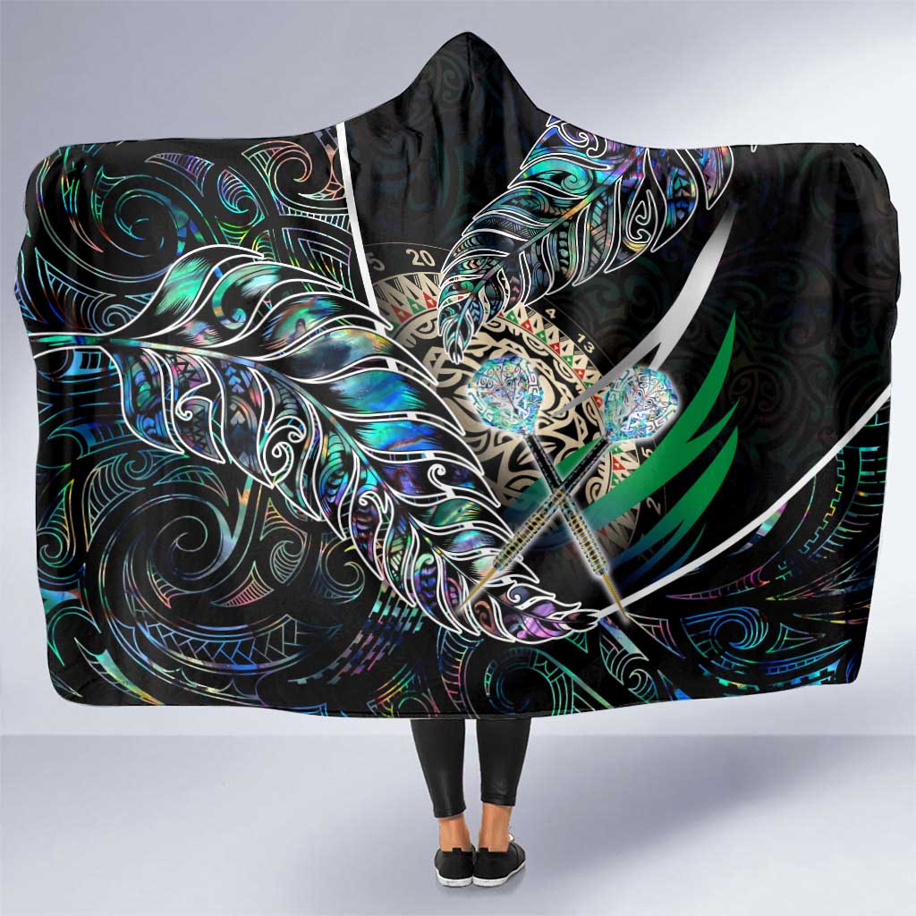 New Zealand Darts Hooded Blanket NZ Paua Shell Maori Fern