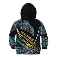 Personalised New Zealand Darts Kid Hoodie NZ Paua Shell Maori Fern