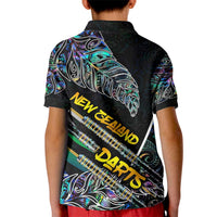 Personalised New Zealand Darts Kid Polo Shirt NZ Paua Shell Maori Fern