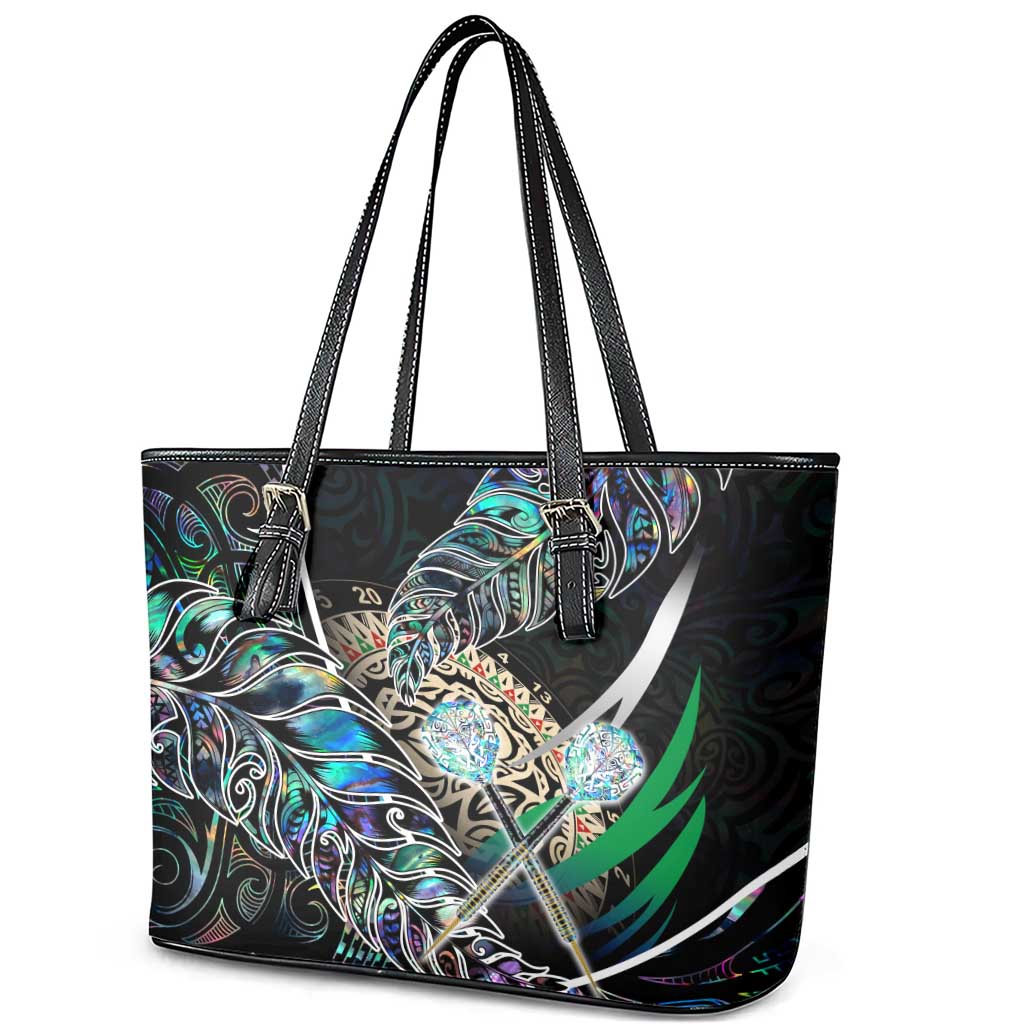 New Zealand Darts Leather Tote Bag NZ Paua Shell Maori Fern