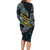 Personalised New Zealand Darts Long Sleeve Bodycon Dress NZ Paua Shell Maori Fern