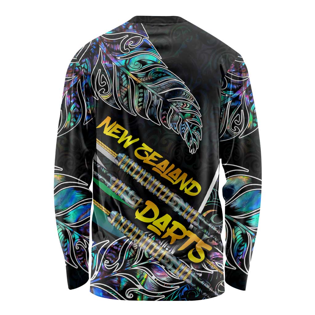 Personalised New Zealand Darts Long Sleeve Shirt NZ Paua Shell Maori Fern DT02 - Polynesian Pride