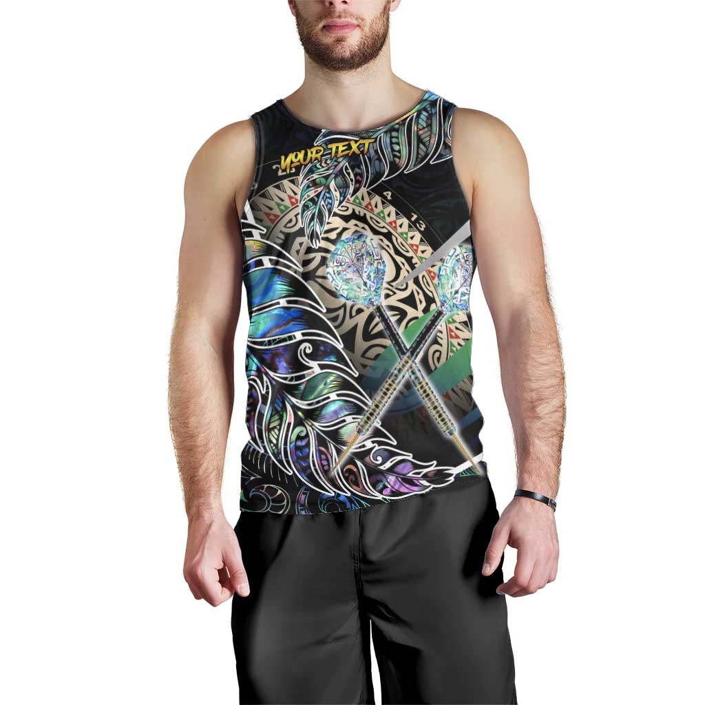 Personalised New Zealand Darts Men Tank Top NZ Paua Shell Maori Fern