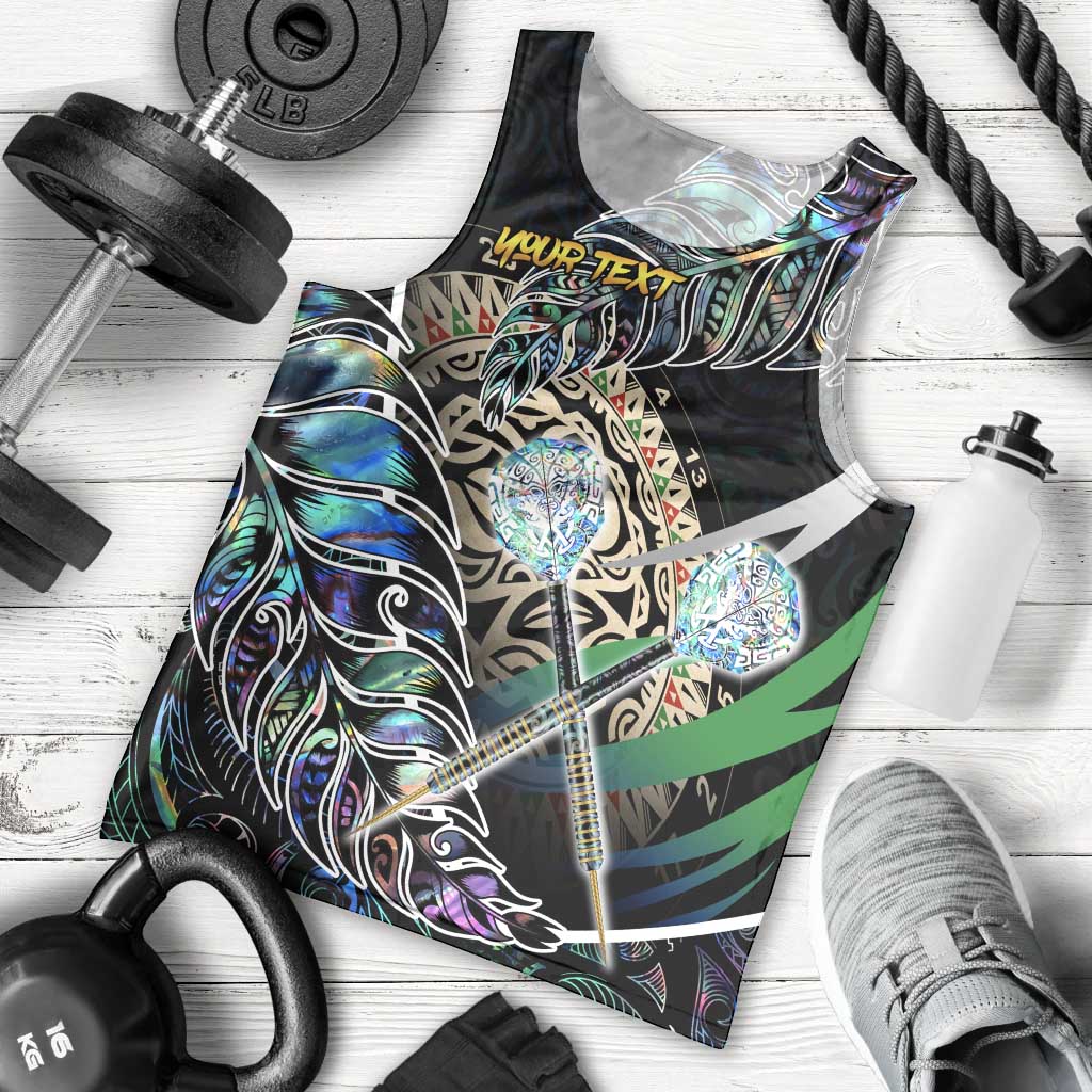 Personalised New Zealand Darts Men Tank Top NZ Paua Shell Maori Fern