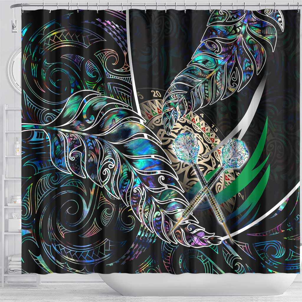 New Zealand Darts Shower Curtain NZ Paua Shell Maori Fern