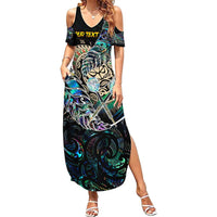Personalised New Zealand Darts Summer Maxi Dress NZ Paua Shell Maori Fern