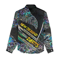 Personalised New Zealand Darts Women Casual Shirt NZ Paua Shell Maori Fern