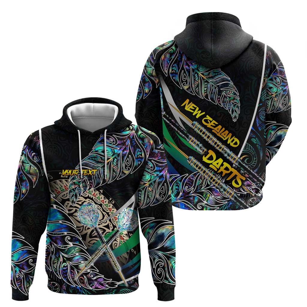 Personalised New Zealand Darts Zip Hoodie NZ Paua Shell Maori Fern DT02 - Polynesian Pride