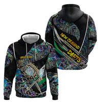Personalised New Zealand Darts Zip Hoodie NZ Paua Shell Maori Fern DT02 - Polynesian Pride