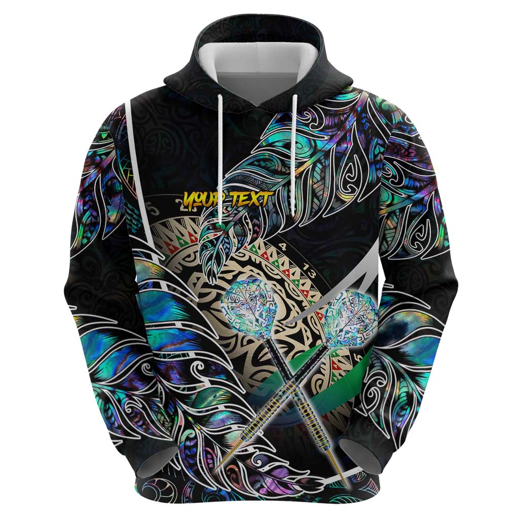 Personalised New Zealand Darts Zip Hoodie NZ Paua Shell Maori Fern DT02 - Polynesian Pride